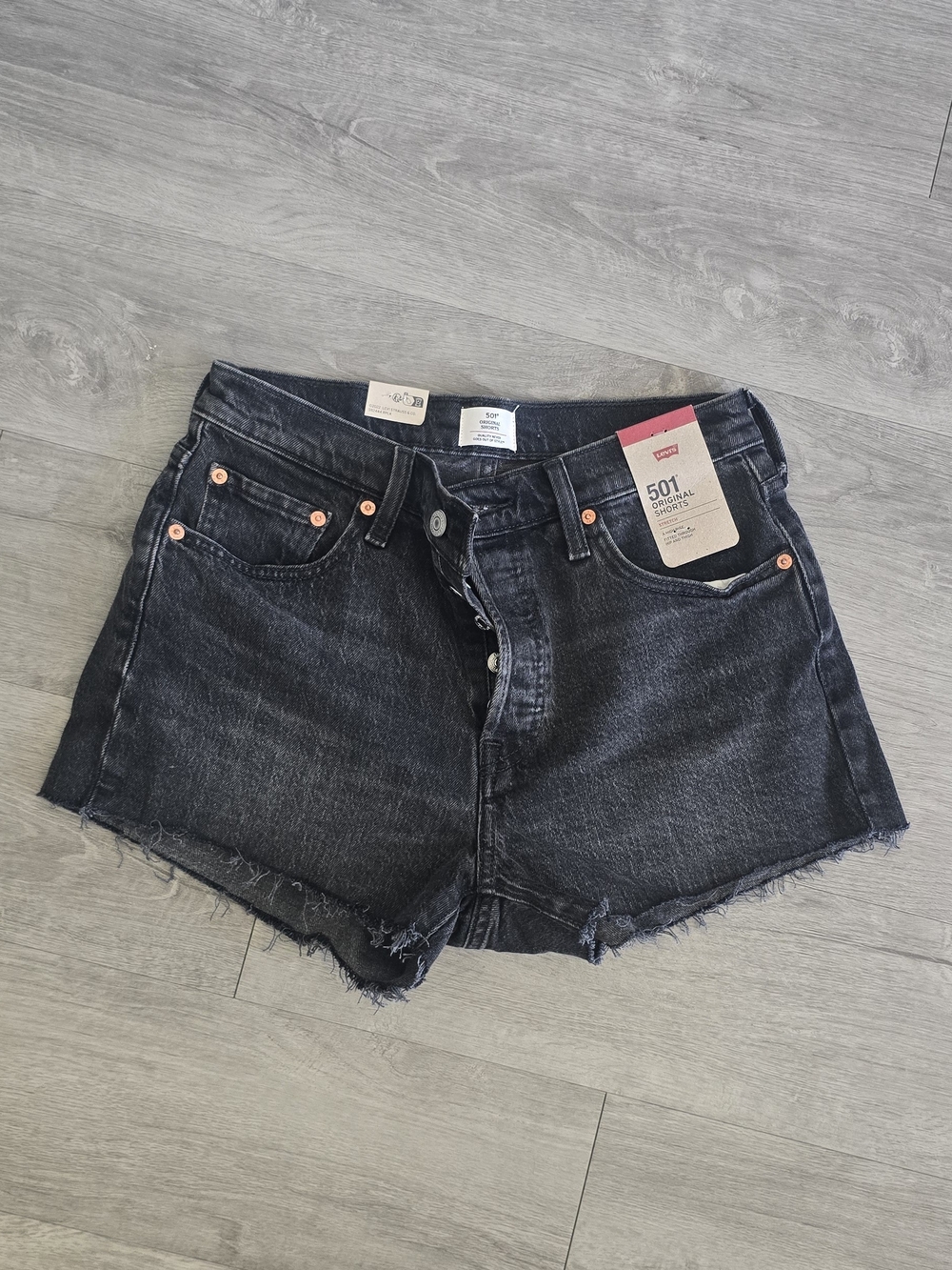 Levi's Black Washed 501 Cutoff Denim Shorts